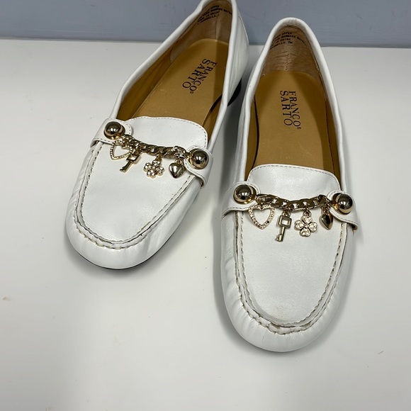 FRANCO SARTO.  Woman’s white Leather loafers. Size 7. Good condition - Picture 1 of 7